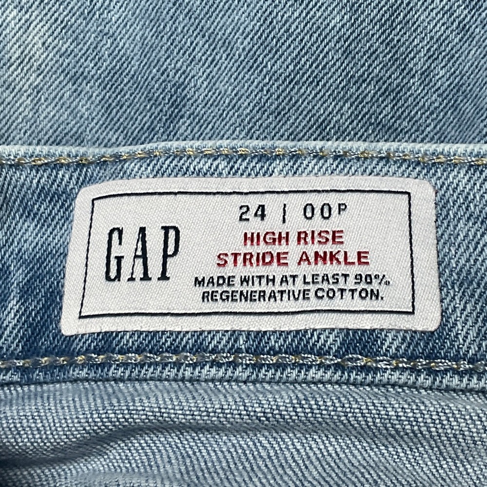 GAP Stride Ankle Jeans Women 24 Light Blue Wide Leg High Rise Front Seam Boho - Picture 3 of 9